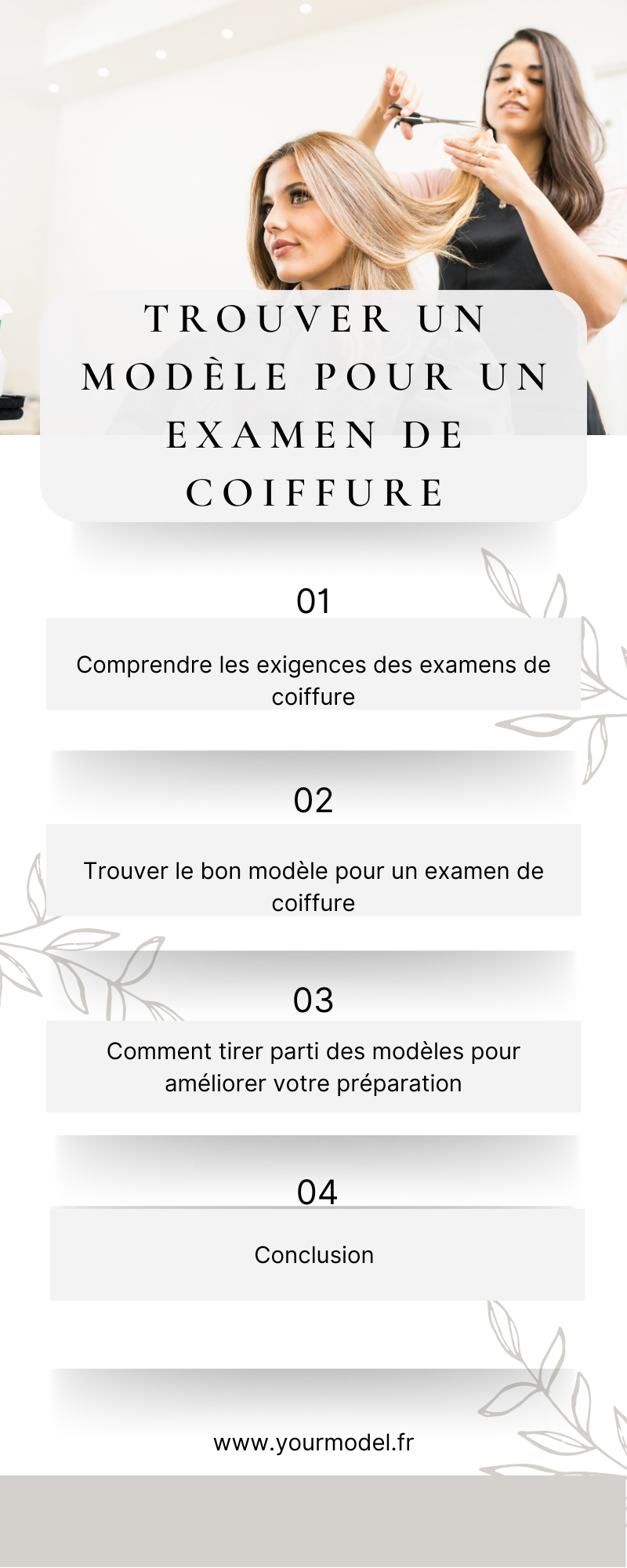 modèle pour un examen de coiffure